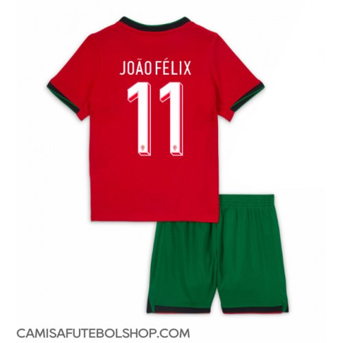 Camisa de time de futebol Portugal Joao Felix #11 Replicas 1º Equipamento Infantil Europeu 2024 Manga Curta (+ Calças curtas)